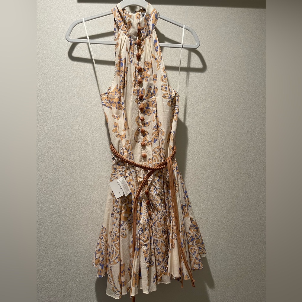 Zara printed mini dress with belt
